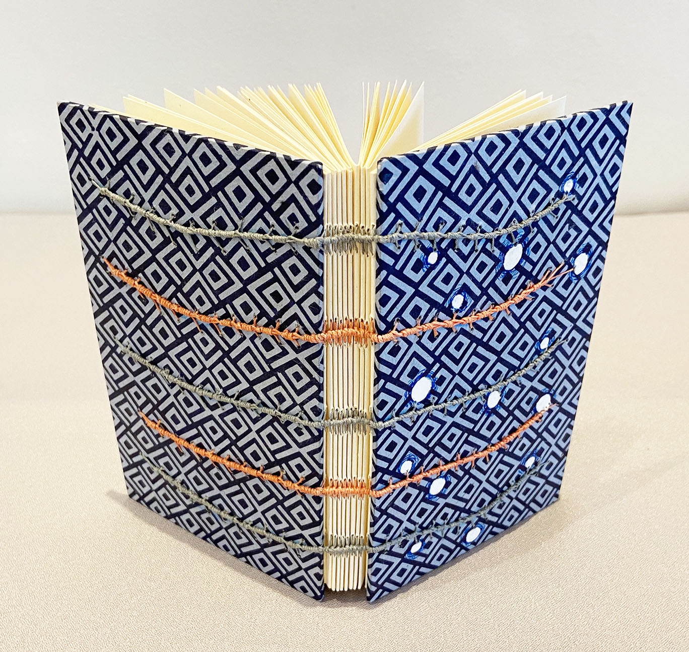 Blank Book with caterpillar stitch