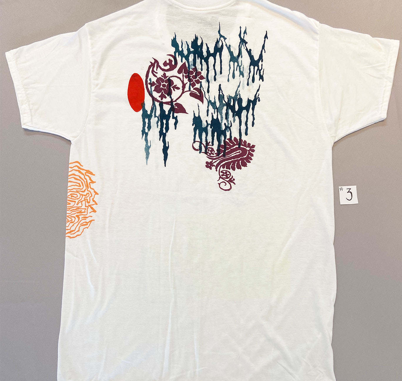 White Screenprinted T-shirt #3, size Medium - Image 2