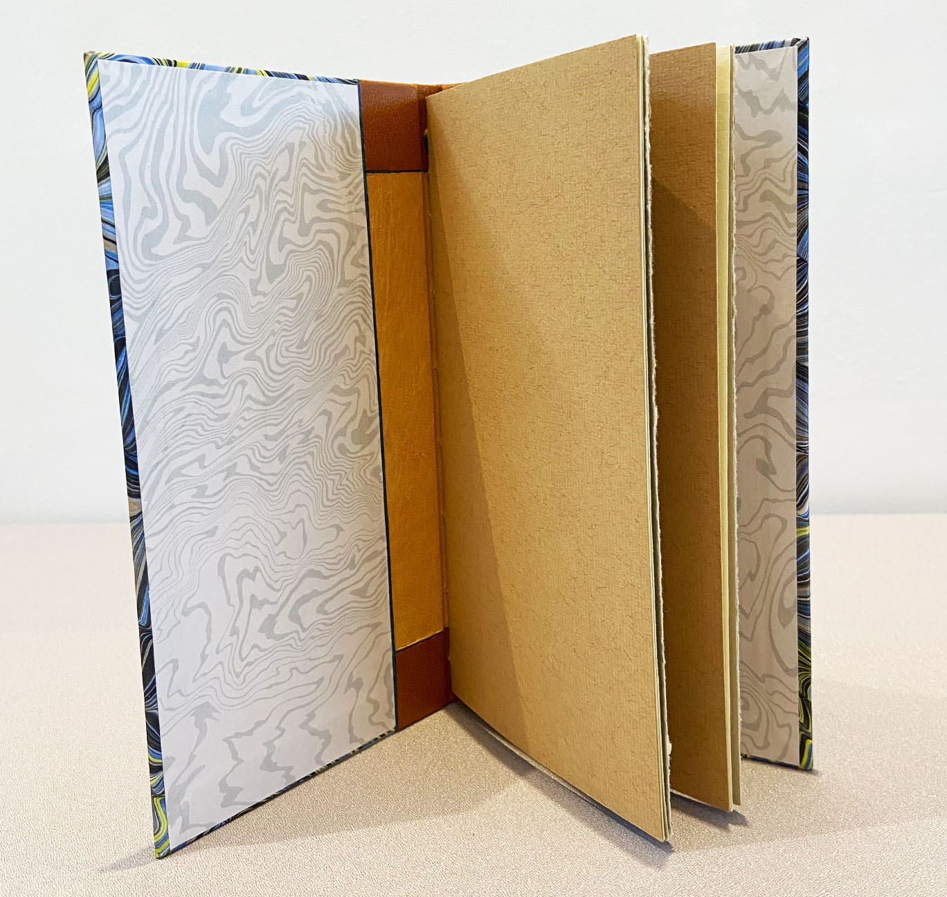 Leather spine with marbled cover, Blank Book #6 - Image 2