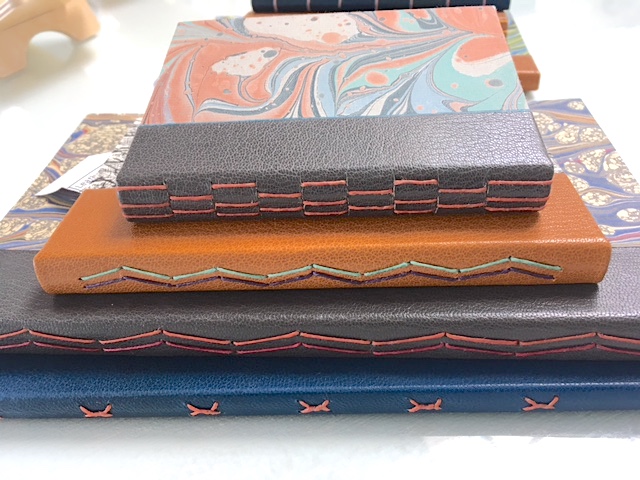 Bookbinding - Spines with Leather 2 - exposed stitching
